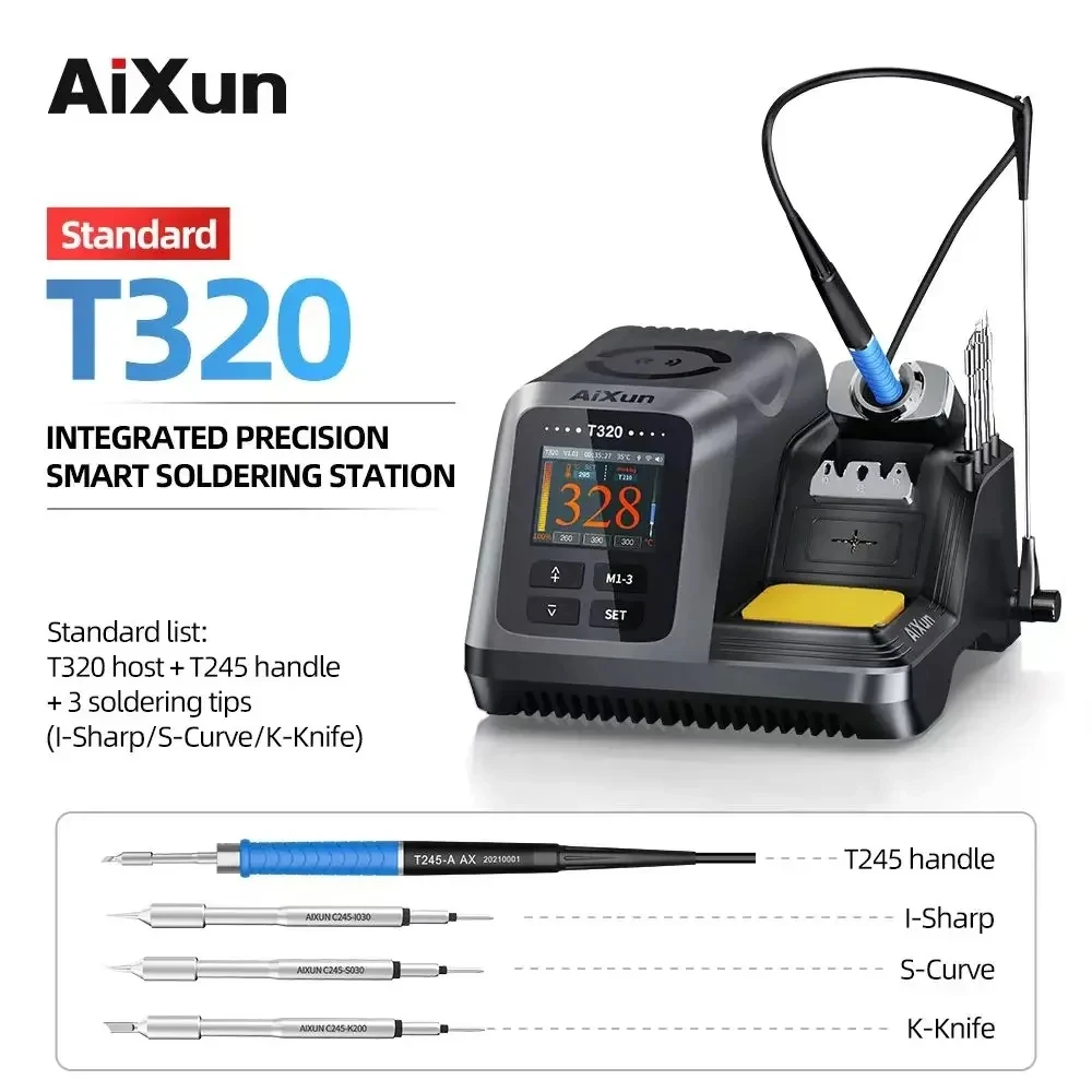 AIXUN T320 지능형 납땜 스테이션, 정밀 재작업 도구, 휴대폰 수리용 납땜 다리미 팁, T245 T210