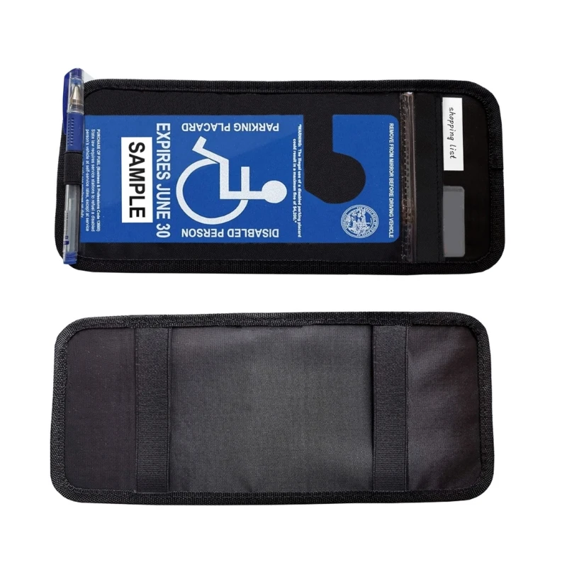 

Multi-Pocket Handicap Disability Parking Permit Placard Holder Protector Cover Sleeve Car Sun Visor Elastic Strap Storage Bag