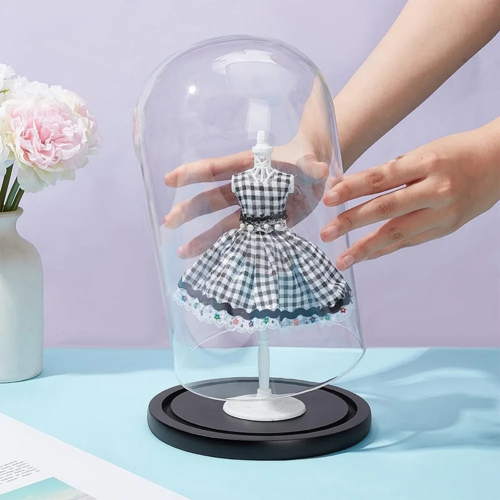 1pc Glass Display Cloche Dome Decorative Glass Dome Cover for Rose Office Home Tabletop Centerpiece Decor 5.91&times;10.04 Inch