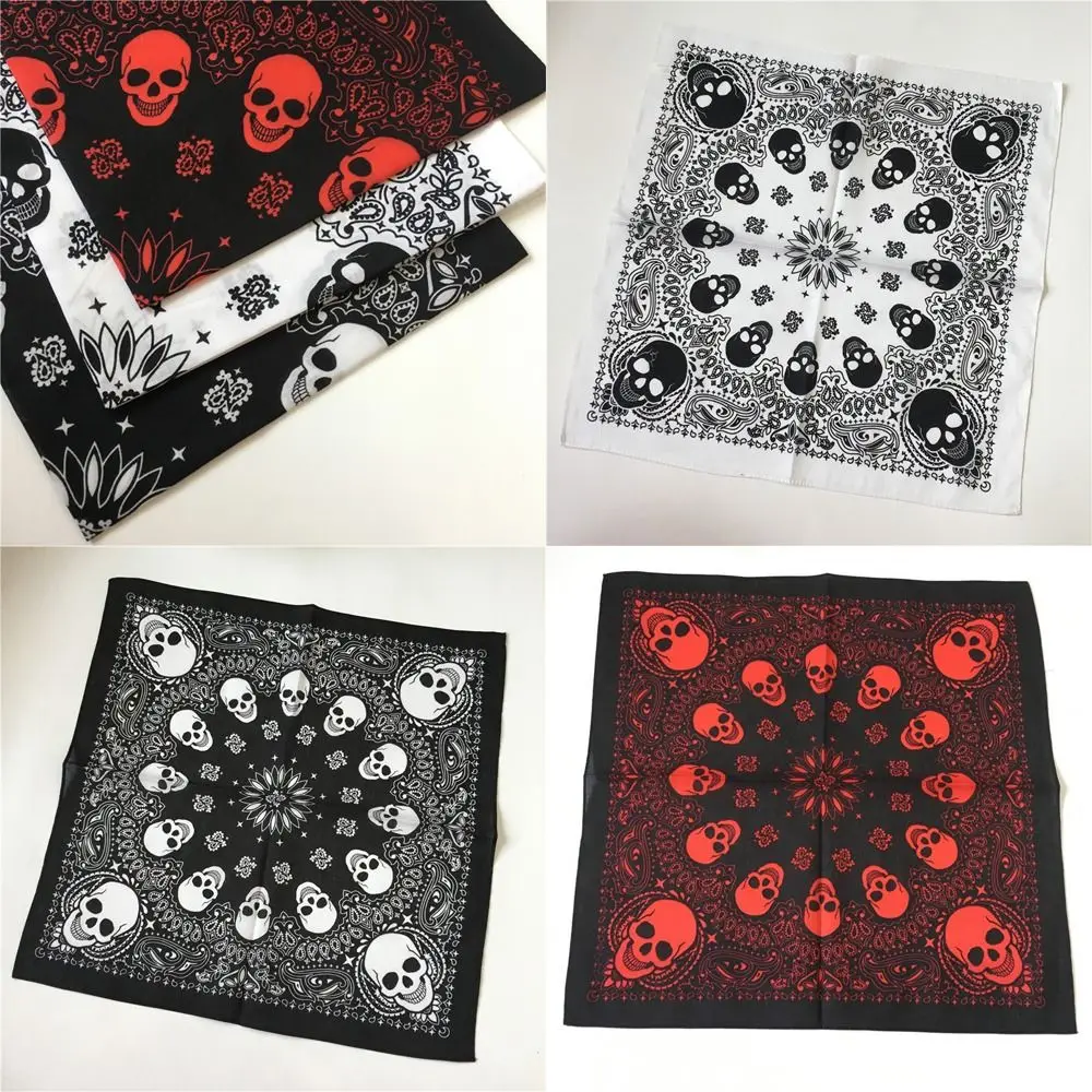 Creative Skull Cashew Pattern Hip Hop Scarf Western Style Cotton Square Towel Printed Shawl Beach Scarf Windproof Neck Scarf