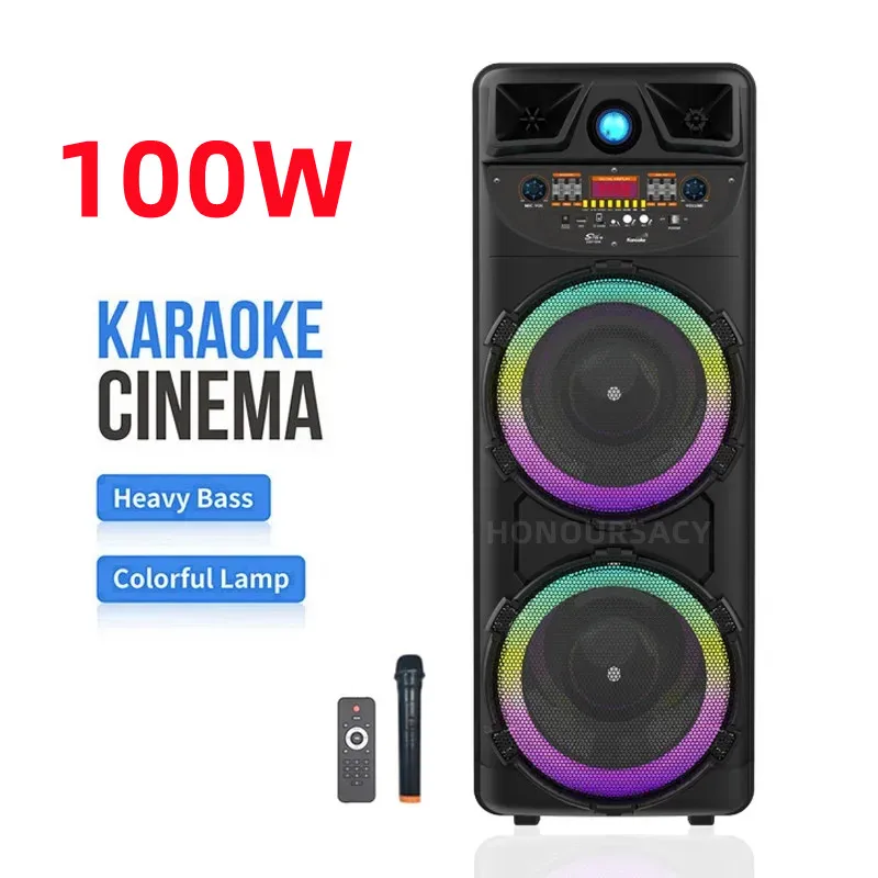 

Dual 10 Inch Outdoor Popular PRO Subwoofer 100W High-power DJ Karaoke Wireless Trolley Woofer Portable Bluetooth Speaker box