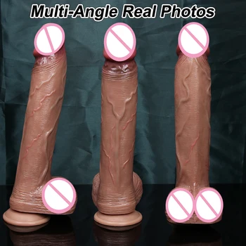 Huge 11Inch Skin Feel Realistic Glans Dildo Adult Sex Toy for Women Soft Double Silicone Masturbators Penis Big Suction Cup Dick 2