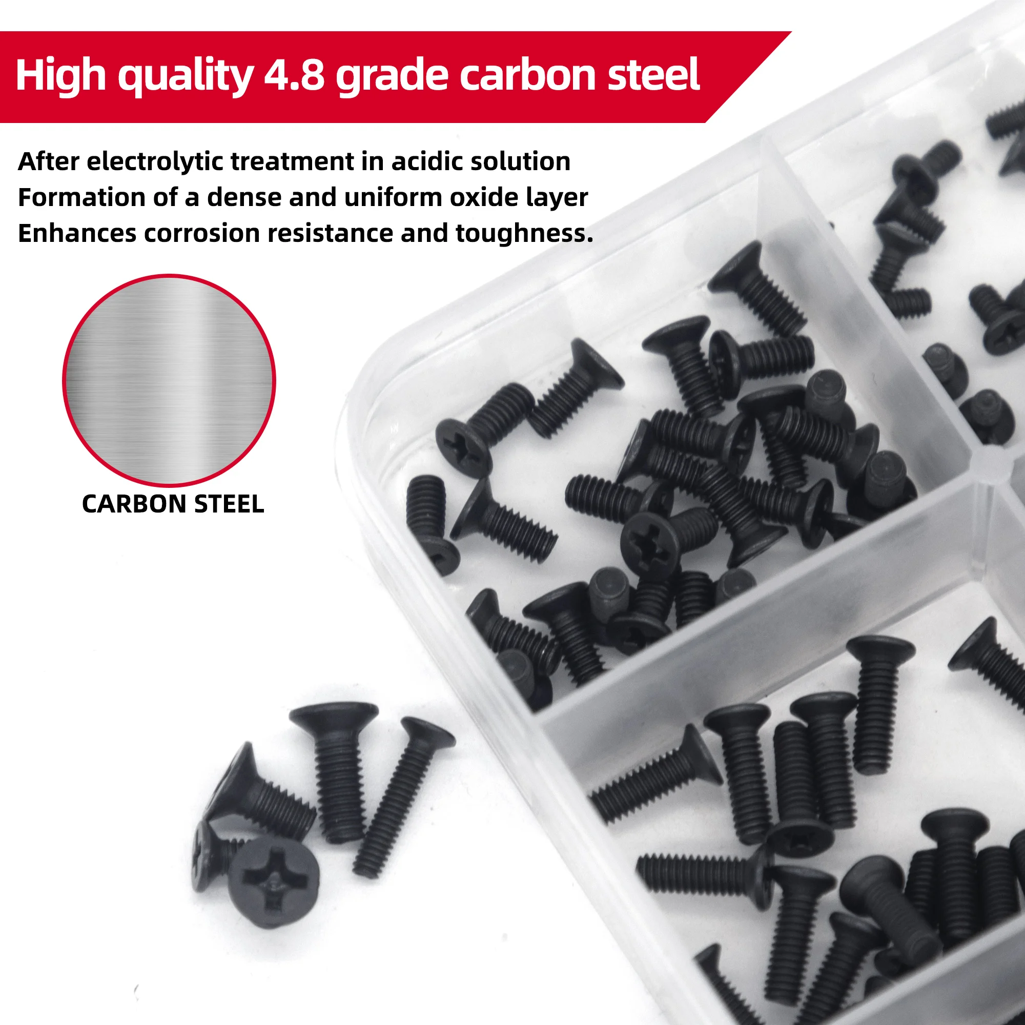 Precision Flat Head Phillips Screws Kit - 250-Piece Set for Electronics and Computer Repairs