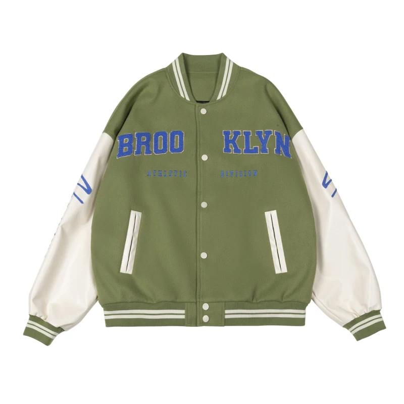 

American Retro Baseball Uniform Embroidered Leather Jacket Men's And Women's Street Fashion Coat Spring And Autumn Lovers Jacket