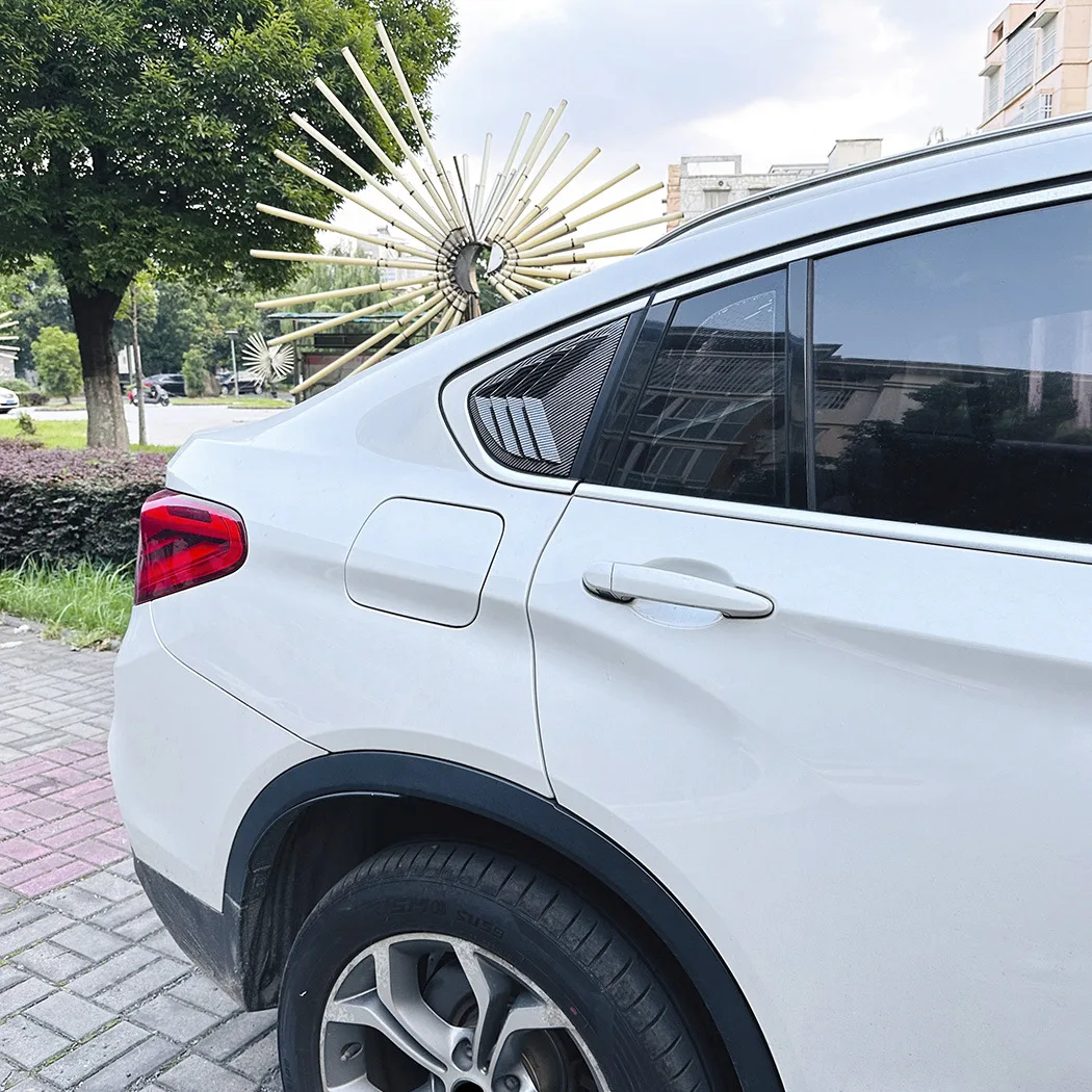 BMW X4 F26 2014-2018 리어 윈도우 사이드 루버 셔터 트림 커버 카본 파이버 룩/글로스 블랙 테일 윈드실드 블라인드 적용