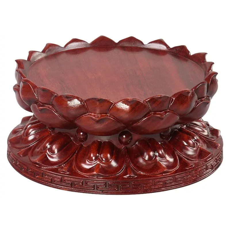 Red Pear Buddha Statue, Guanyin Bodhisattva, Lotus Stand, Circular Wooden Ornament, Incense Stove, Wooden Carved Base
