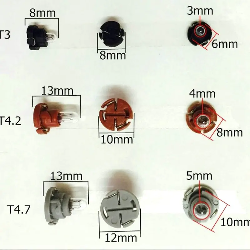For Automobile instrument lamp T3 T4.2 T4.7 Instrument halogen lamp Air conditioning Clock light Switch key lamp holder light bulb socket light holder instrument light holder