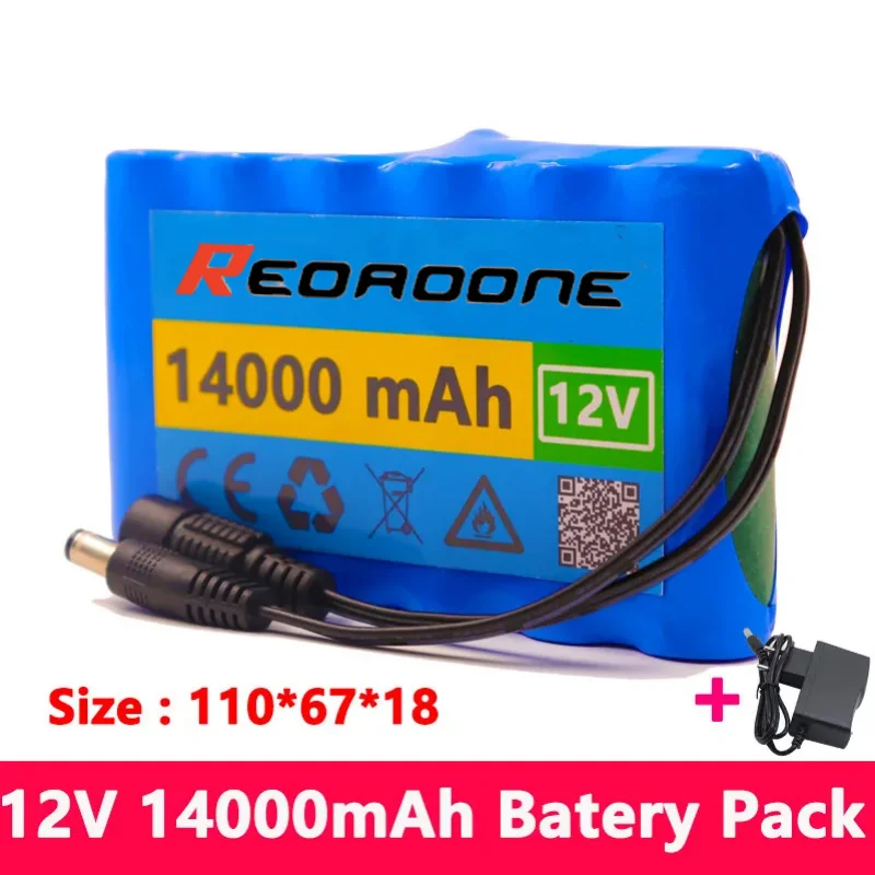 Battery Charger Rechargeable Battery Original 18650 3S2P 12V 14000mah Li-ion Battery Rechargeable DC 12.6 V 14Ah CCTV Camera Monitor Spare Battery Pack+ Charger