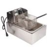 Electric Deep Fryer Professional Adjustable Temperature Stainless Steel Deep Fryer with Lid Basket for Commercial Use 6L 3