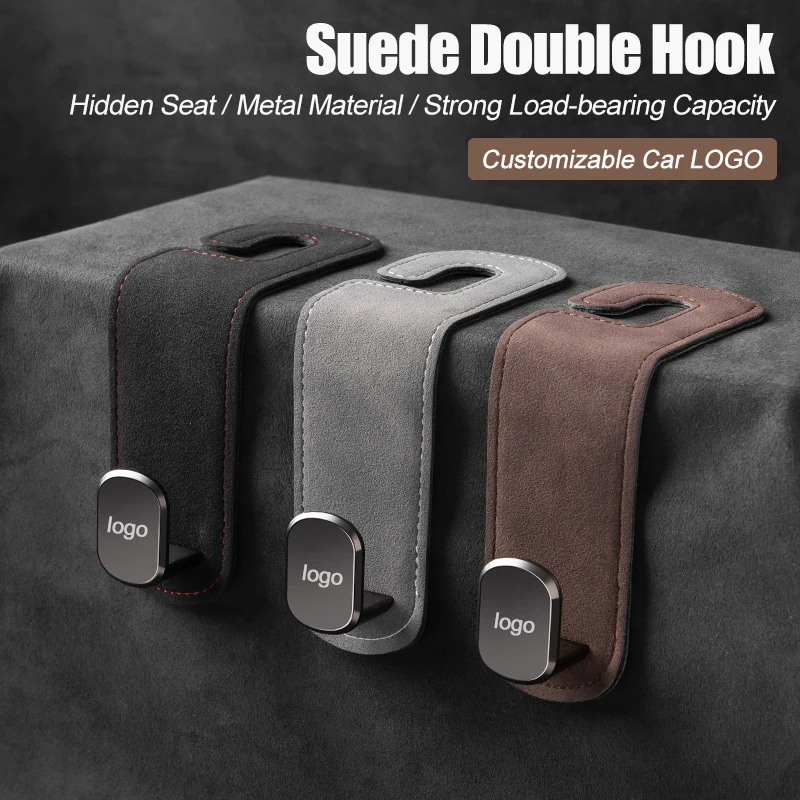 

Car Hook Seat Back Storage Hooks Flip Fur Invisible Inside Car Rear Bag Small Object Storage Elk Skin Hanger