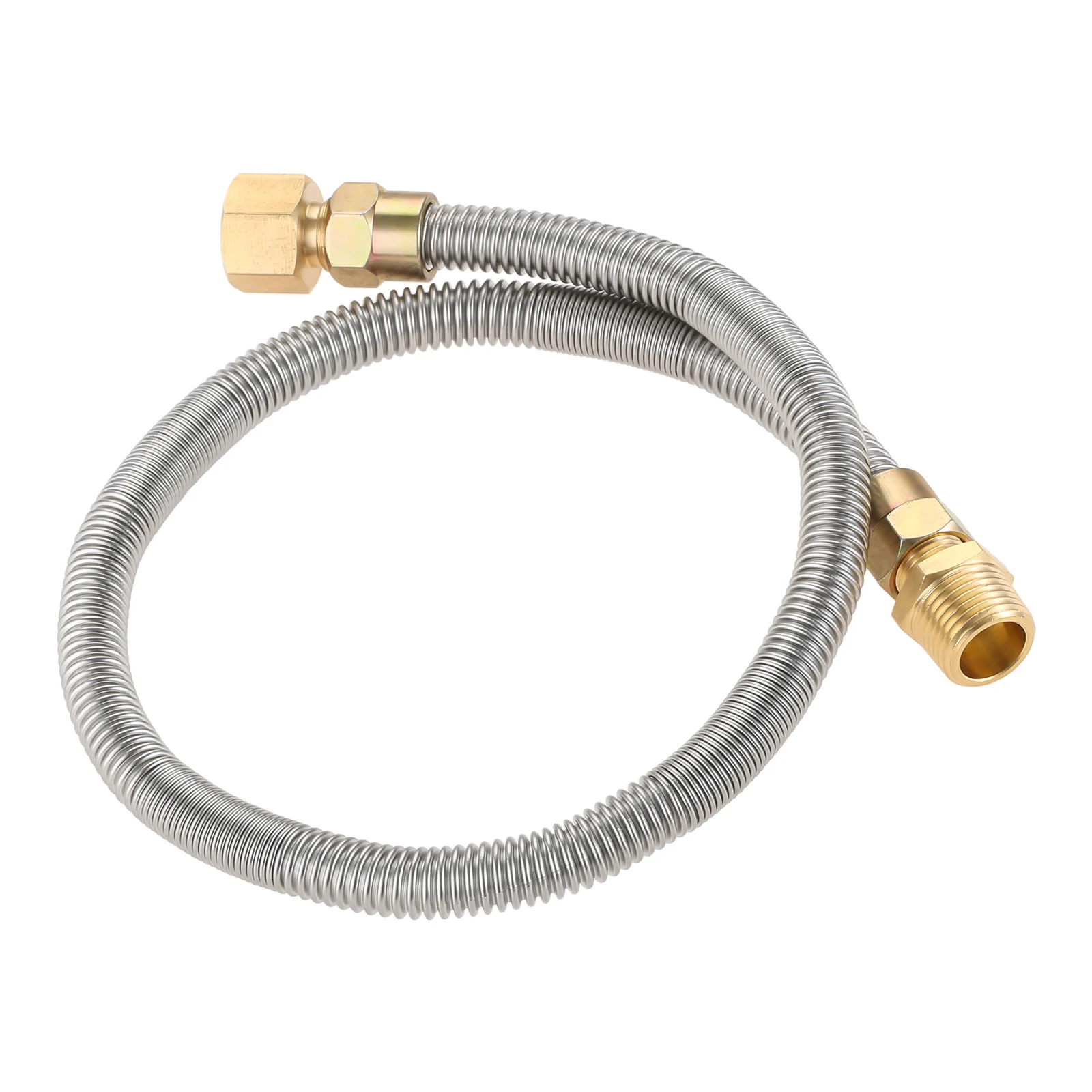 Stainless Steel Propane Fire Pit Corrugated Hose Tube 24inch for 3/8" Female Connector,1/2"NPT Male/Female Adapter Gas Flex Line