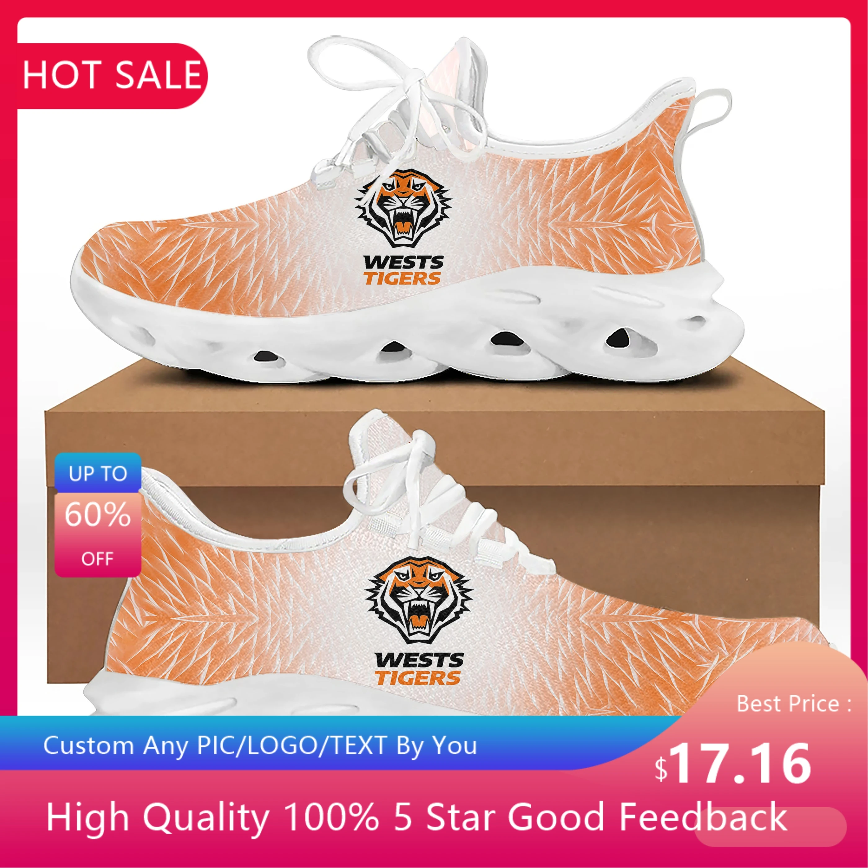 

Wests Tigers Australian Rugby Flats Sneakers Mens Womens Sports Running Shoes High Quality DIY Sneaker customization Shoe