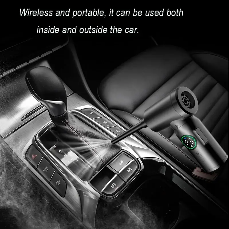 Portable Compressed Air Duster 2 in 1 Air Blower & Vacuum Cleaner Cordless 3 Speed Air Blower for Keyboard Computer Car Cleaning 6