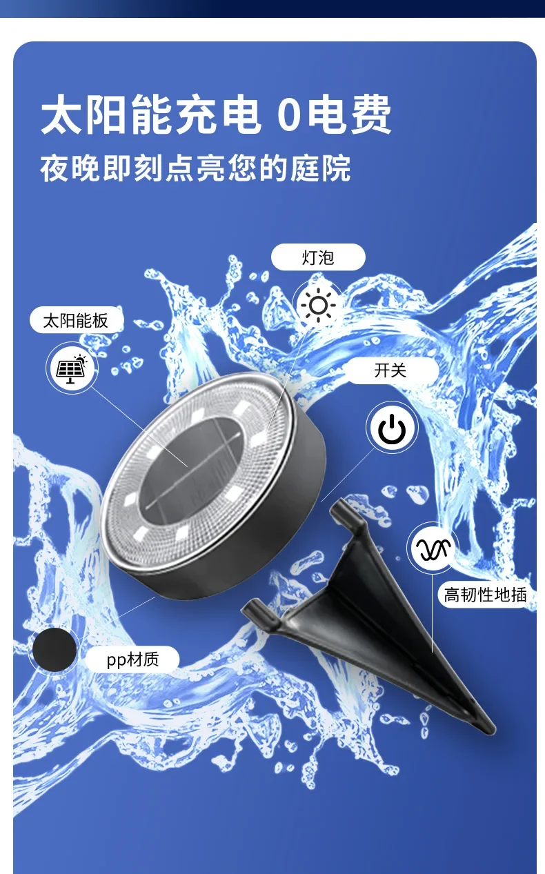 Description Picture 3 of item2024 New Solar Lamp IP68 Lawn Outdoor Courtyard Sensor Hanging Tree Ground Plug Intelligent Light Control Solar Underground Lamp