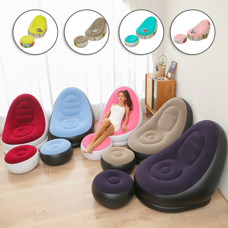 

Inflatable Leisure Bean Bag Sofa Lazy Couch Bag Chair Outdoor Folding Lounger Bed Puff Up Seat Pouf Bag Tatami with Footstool