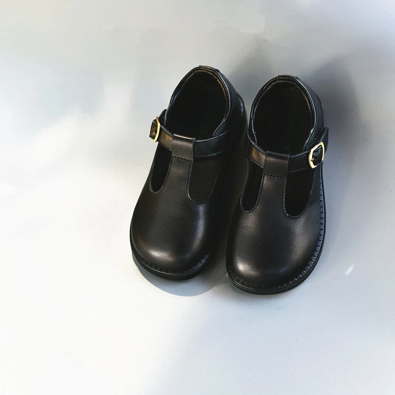 Genuine Leather Baby Girls Spring Cowhide Soft Bottom Princess School Shoes Boy's Flats
