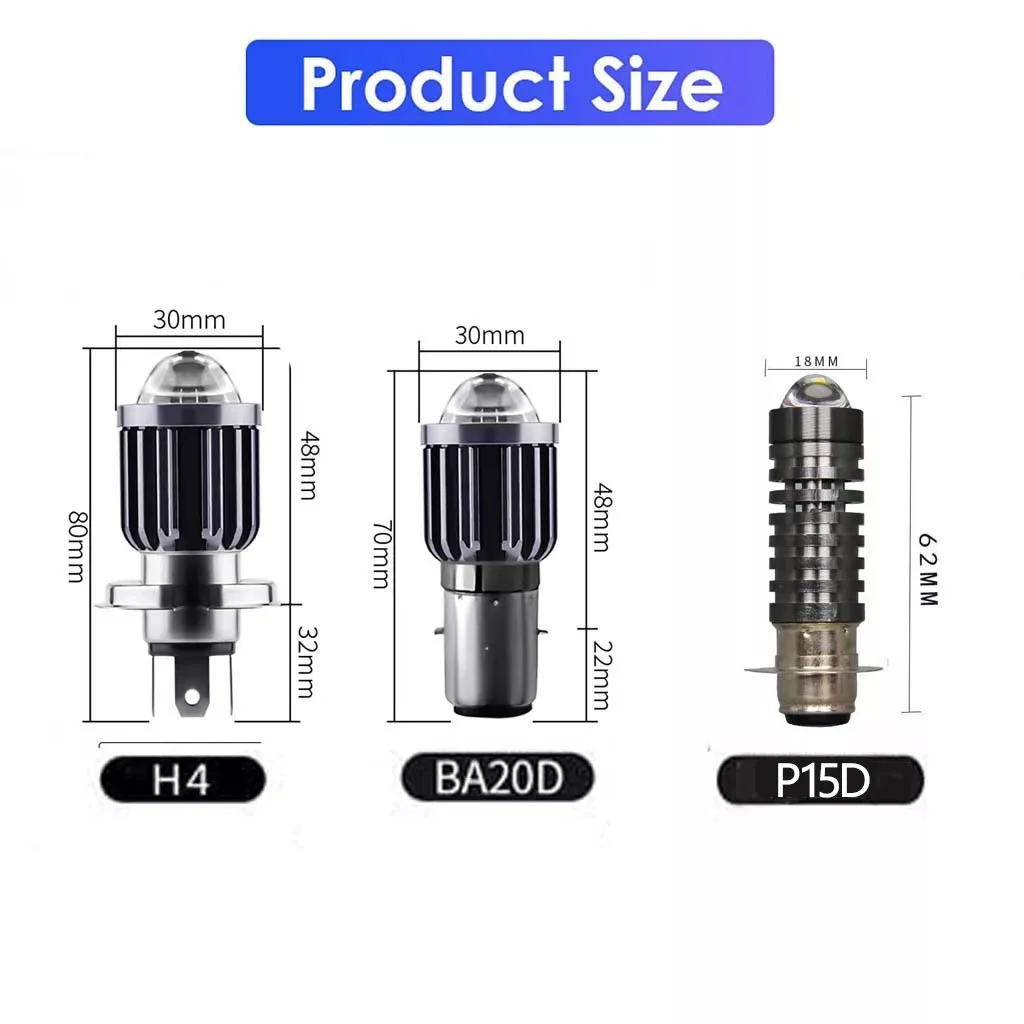 1pcs H4/P15D/BA20D Motorcycle Headlight 6000K Hi/Lo Beam Led lights for motorcycle