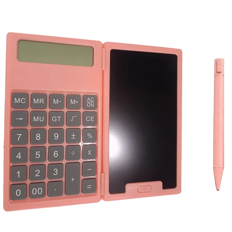 

1Set School Season Scientific Calculator Folding Tablet Business Office Portable Tablet Calculator LCD Tablet Plastic ,Pink