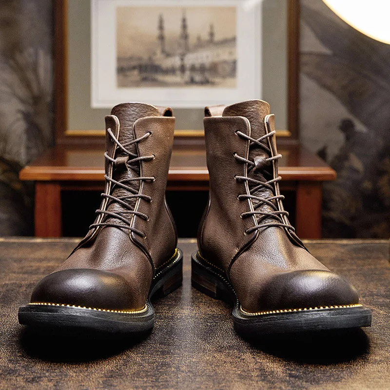 Lo mejor recomendado! Botas de montar Retro de cuero de vaca suave