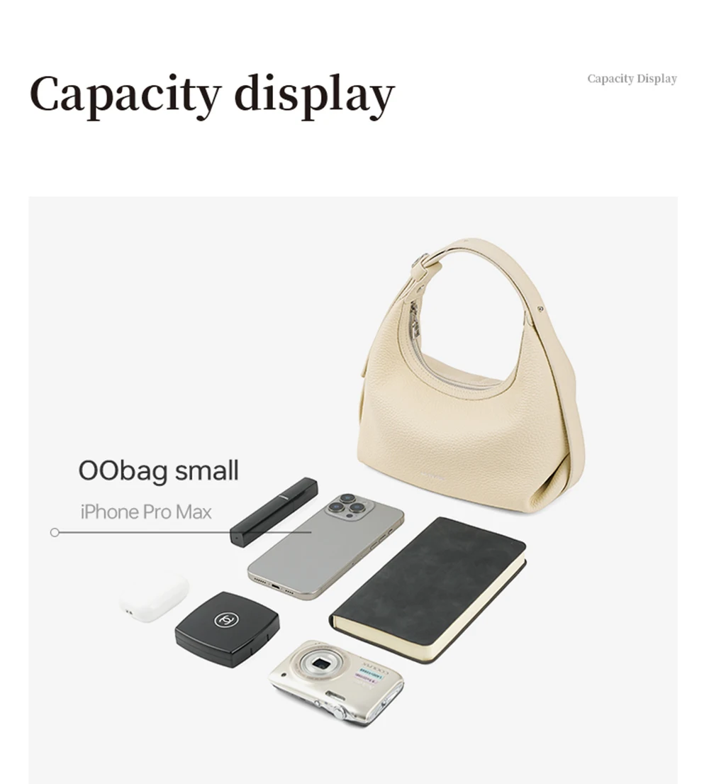 Half moon leather tote, minimalist detail