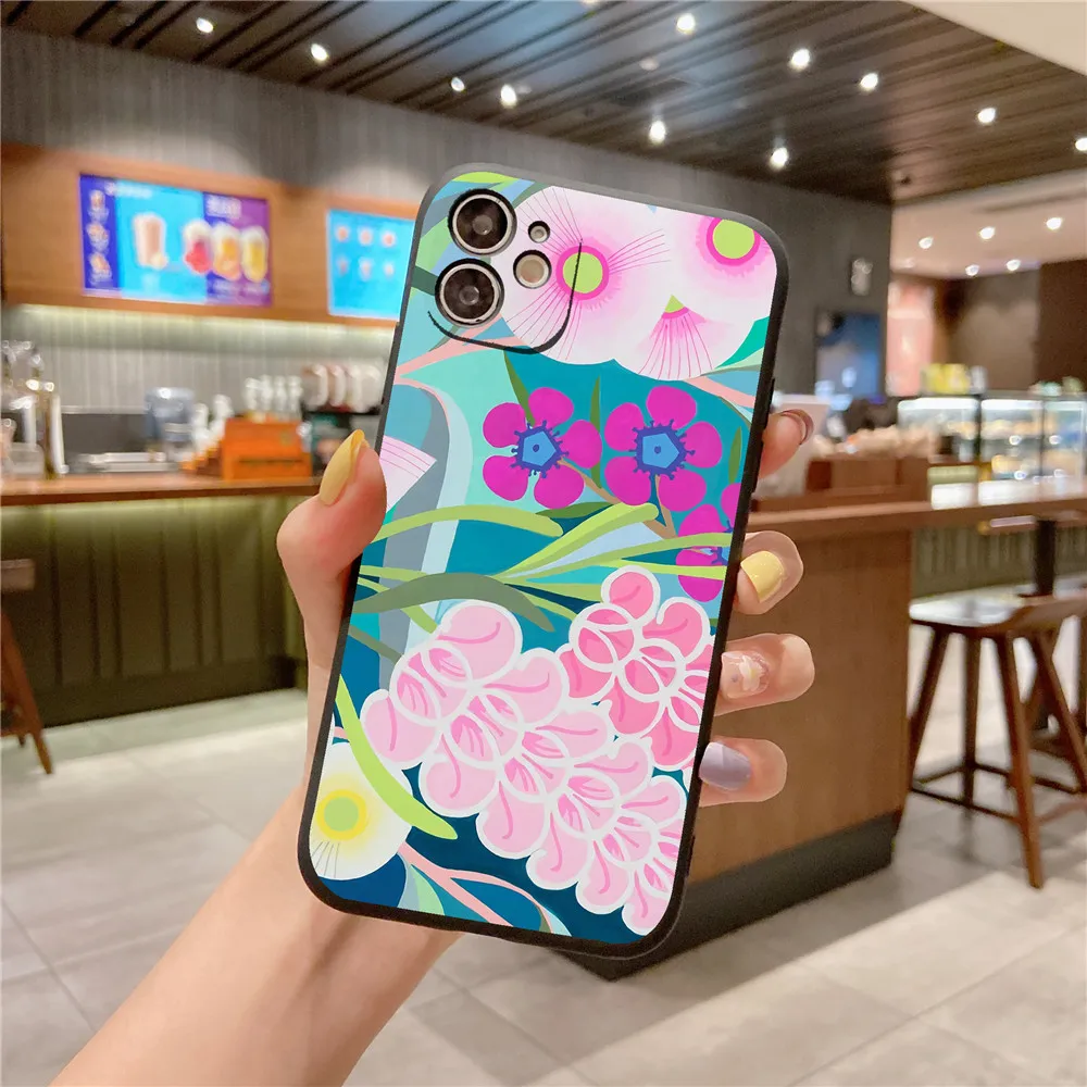 Painted Case For Samsung Galaxy S20 Fe S22 S21 Plus Ultra S10 S9 S8 S7 Edge S10E Note 20 10 Lite Flower Leaves Silicone Cover