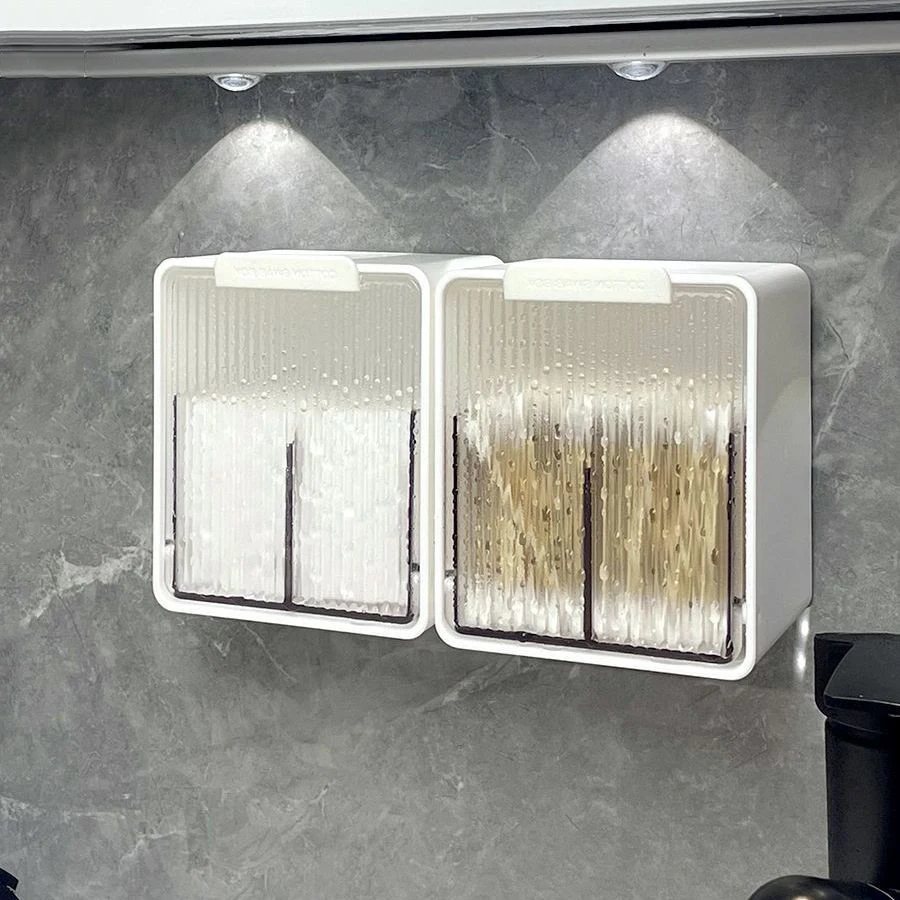 Wall Mounted Qtip Holder Canisters for Cotton Swab, Floss Qtip dispenser Qtip Jars with lid Cotton Ball Organizers Storage Box 5