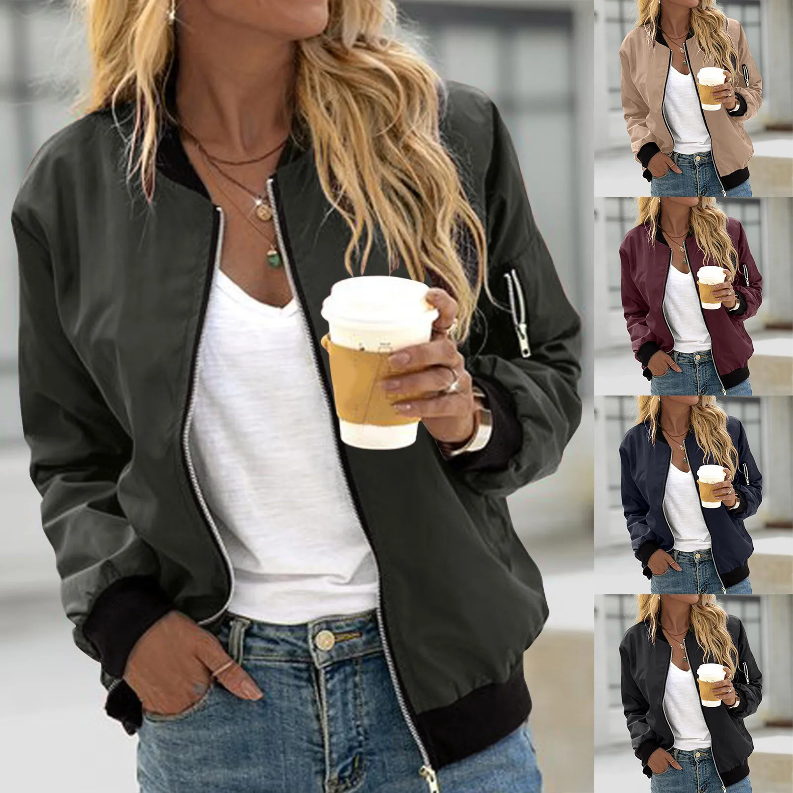 

Женская Осенняя модная повседневная квадратная тонкая куртка с карманами, блузка, пальто, бейсбольный Топ