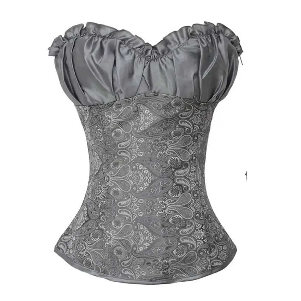 Gothic Corsets for Women Top Wedding Renaissance Satin Padded Korsett Plus Size Zip Medieval Carnival Party Clubwear Costumes