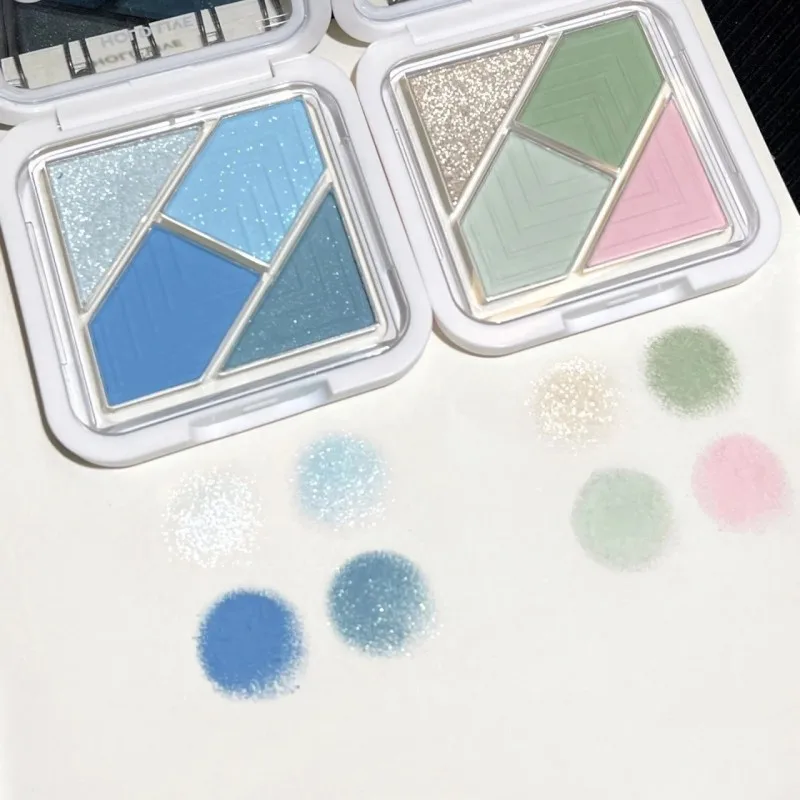 4 Colors Eye Shadow Palette Matte Glitter Green Eyeshadow Pink Black Eye Shadow Pigments Professional Makeup Palette, eye shadow plate