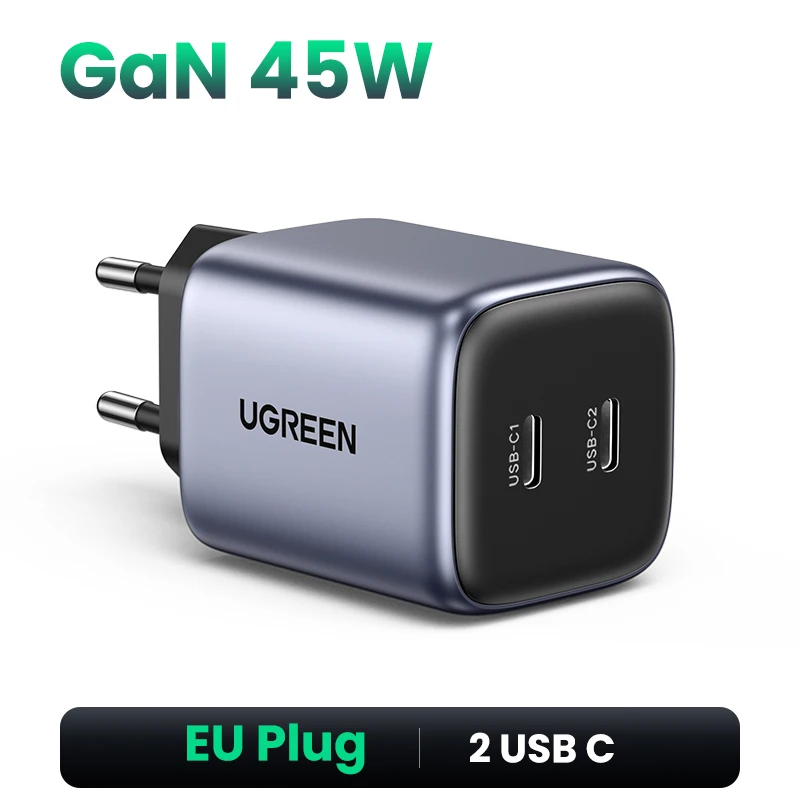 UGREEN-cargador USB con enchufe de EE. UU., Cargador rápido de 45W