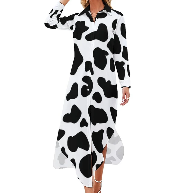 البقرة طباعة فستان شيفون مزرعة الحيوان فساتين أنيقة الجمالية فستان غير رسمي  أنثى مثير مخصص Vestido حجم كبير - AliExpress