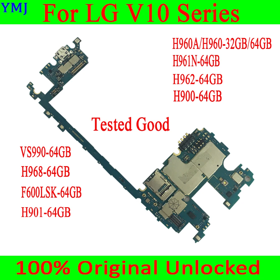 

Free Shipping For LG V10 H960 H961N H900 H901 VS990 F600LSK H968 Original Unlocked Motherboard 32GB 64GB Logic Board 100% Tested
