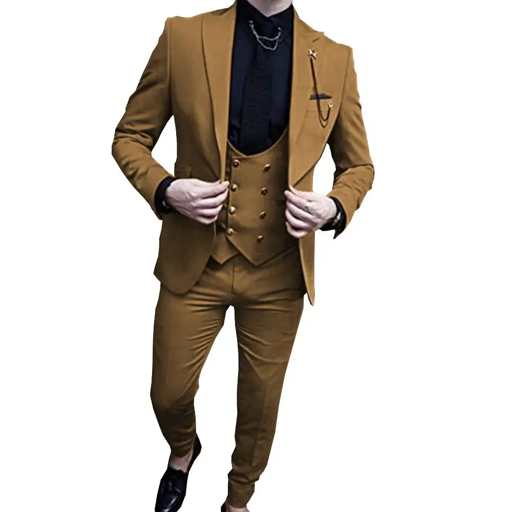 

Men's Suit 2023 Peak Lapel Slim Fit Formal Wedding Party Suits Groomsmen Blazer Pants 3 Pieces Blazer+Vest+Pants