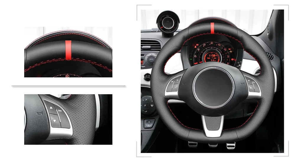 アバルト　ステアリング　皮巻き ABARTH500ステアリング革巻き | フィアット・VW等のオーダー