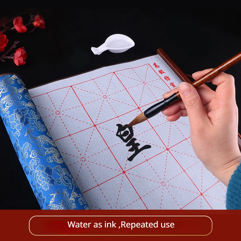 Water Writing Cloth Chinese Calligraphy Painting Supplies Thickened Scroll Rice Character Grid for Beginner Brush Calligraphy