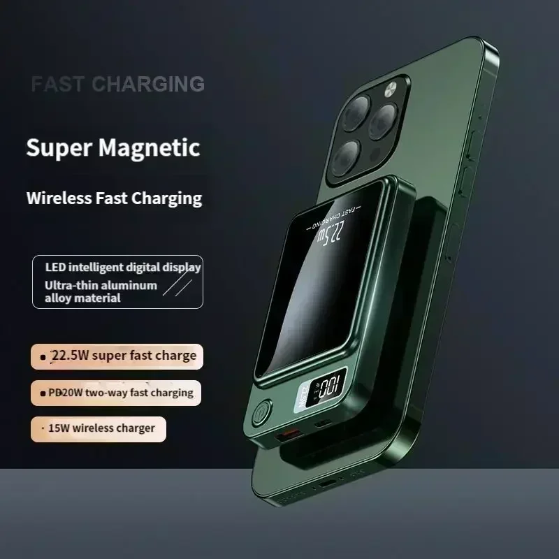 Magnetic Wireless Power Bank Phone Fast Charger for iPhone 15 14 13 12 External Auxiliary Backup Battery Pack 30000mAh 22.5W