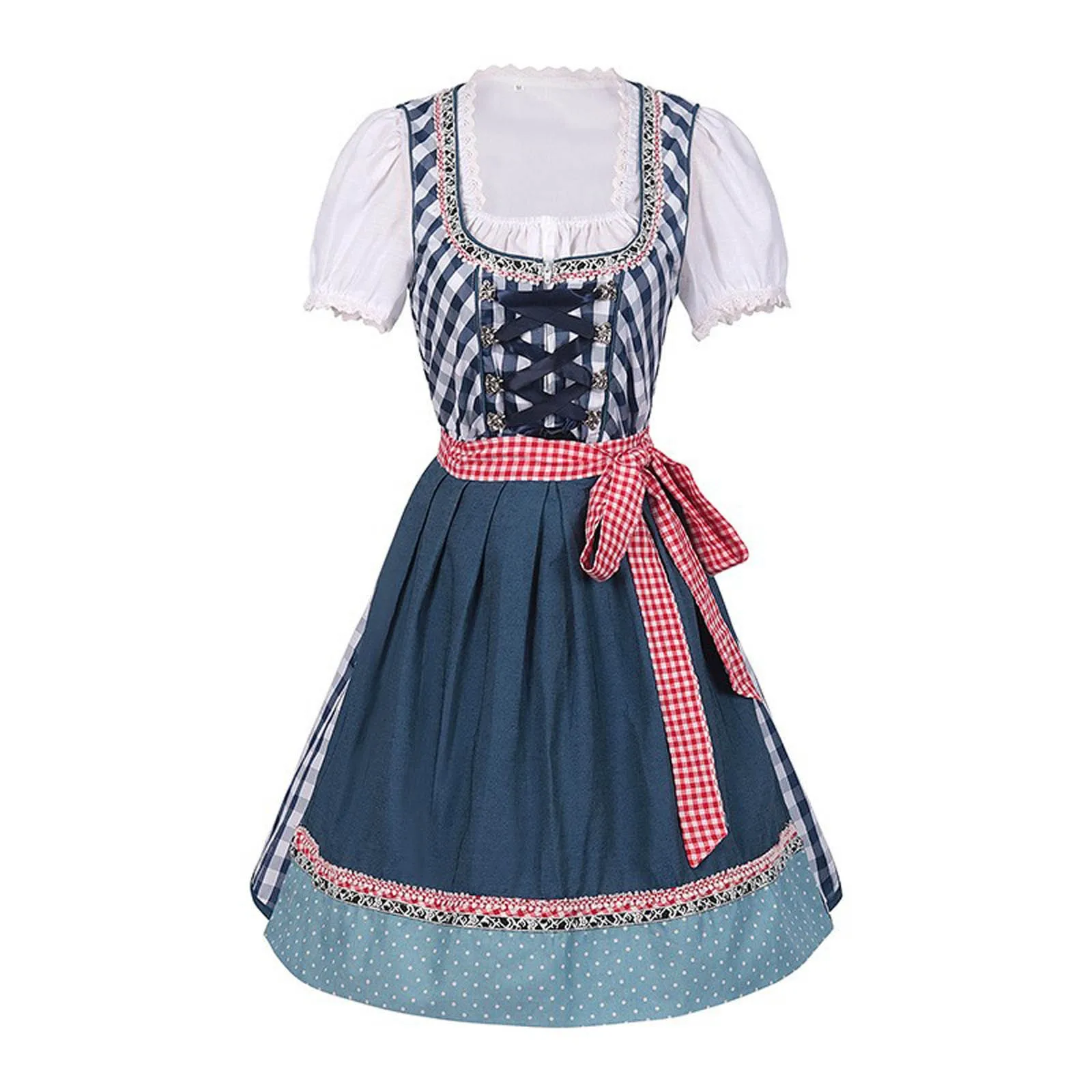 

2024 Germany Oktoberfest Womens Vintage Dress Short Sleeve Beer Dress Casual Skirts For Medieval Skirt Women Oktoberfest 3pc