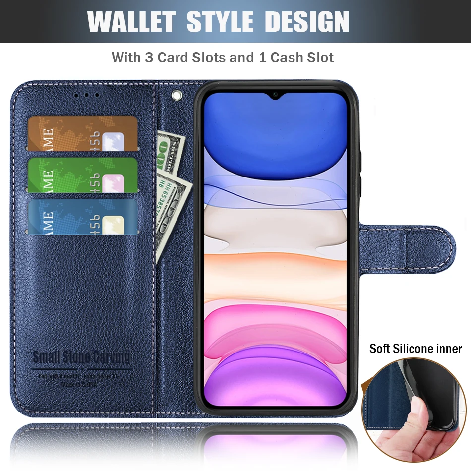 Leather Phone Case For Redmi 9 Card Holder Stand Book Wallet