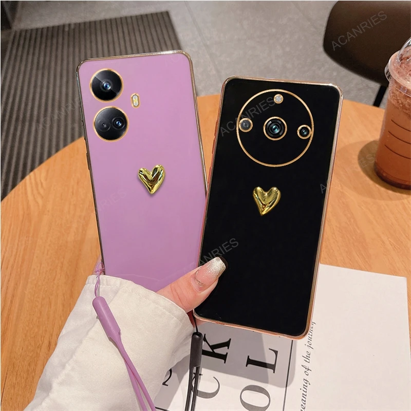 Luxurious 3D Gold Heart Plating Silicone Soft Case Cover