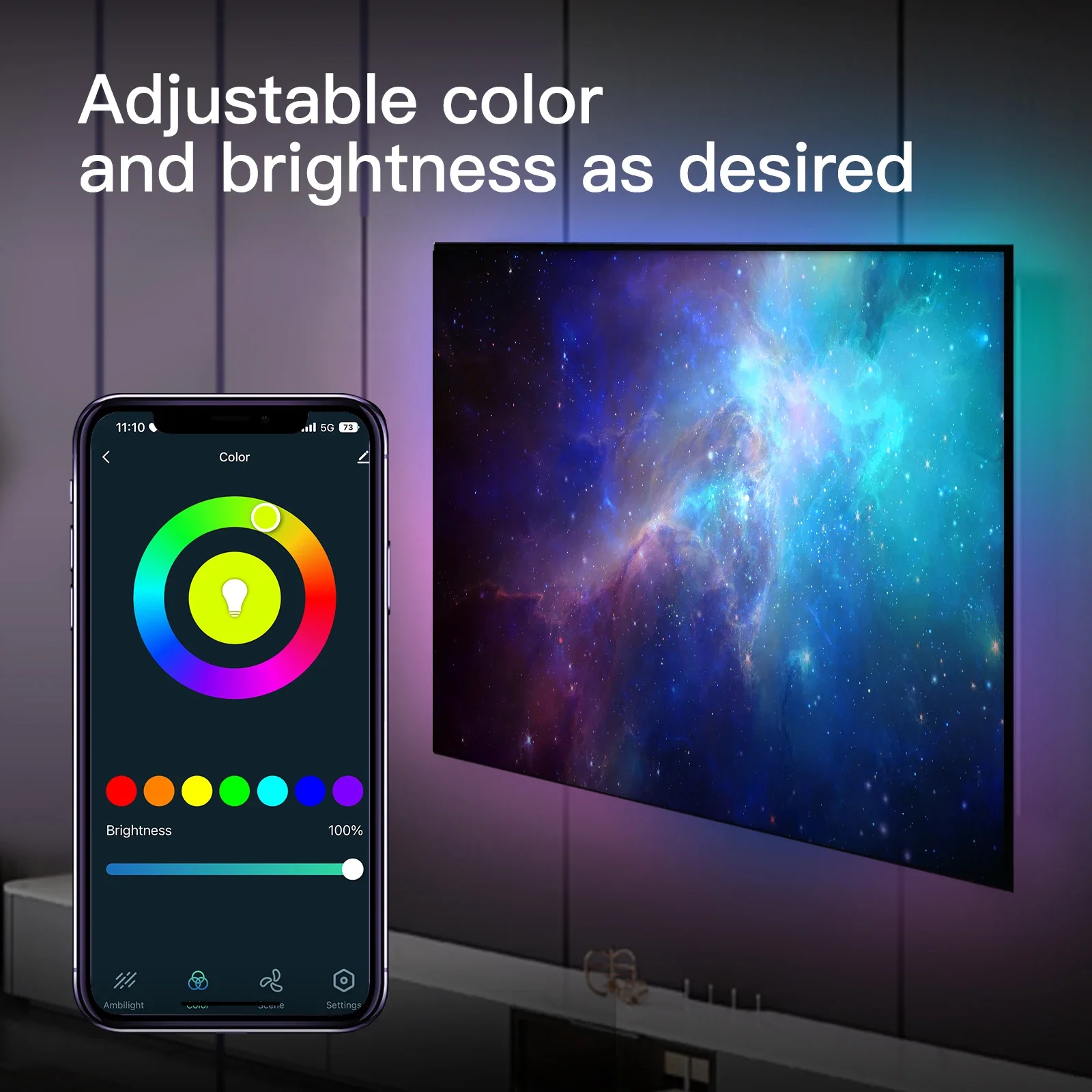 Immersive TV PC Background Light Strip RGBIC LED Strips HDTV Computer Monitor Screen Color Sync Smart APP Control Ambient Lamps