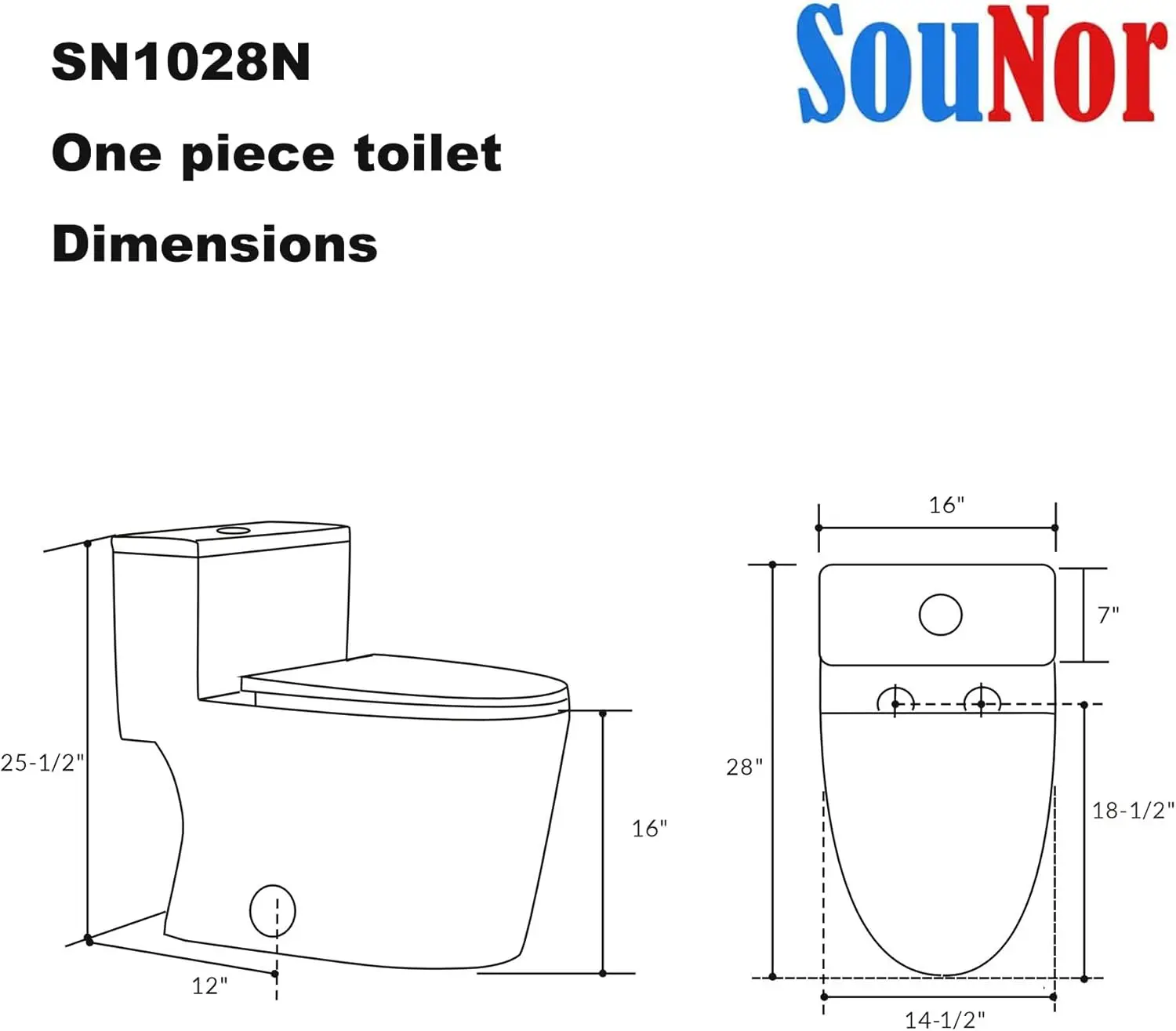 12"in One Piece Elongated Modern Toilet 3.1-Inch Huge Trapway Pipe Glazing Top Dual Flush 1.1/1.6 GPF 6
