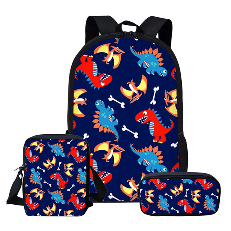 3D Printed Dinosaur Backpack 3pcs/set Cartoon Animal Dinosaur School Bags For Girls Boys Child Book Bag Schoolbag Crosbody Bag