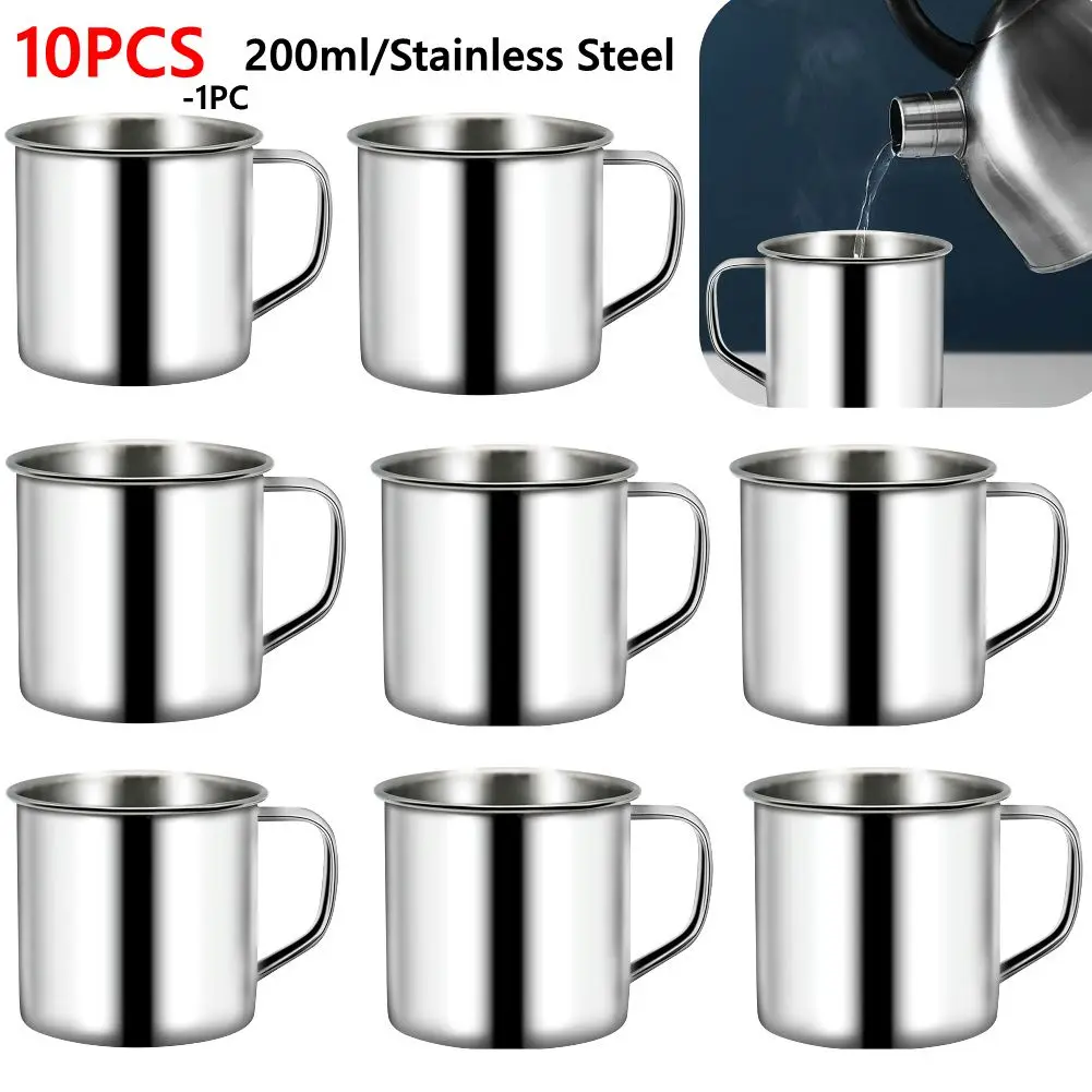 Stainless Steel Cup Stainless Steel Mug Coffee Cup Water Cup 200ML Stailess Steel Mug Coffee Cup Camping Mug Metal Coffee Tea Cup Portable Milk Tea Tumbler Water Drinking