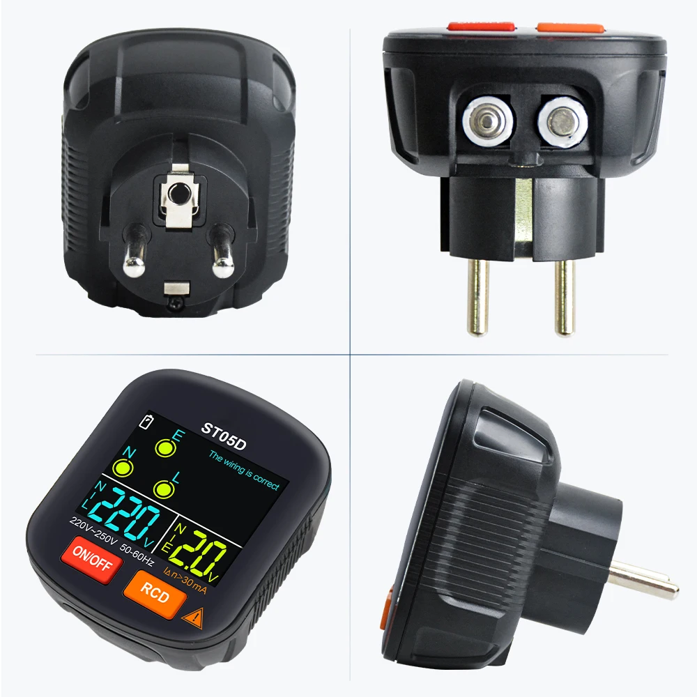 Digital Outlet Tester Electrical Receptacle Detector with LCD Display 110V 220V AC Voltage Socket Checker for Home EU/US/UK Plug 6