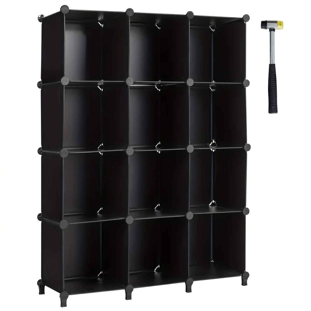 

1pc 12 Cube Storage Organizer, 37.5 X 12.5 X 50, Black DIY Closet Storage Cabinet, Bedroom Closet Organizer