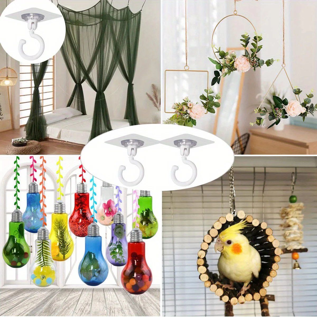 Adhesive Rotatable Ceiling Hooks 5pcs self adhesive hooks multifunctional hooks self adhesive wall hooks heavy duty hooks