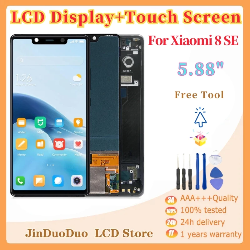 588-mi-8-se-mi8-se-mi8se-display-screen-with-frame-for-xiaomi-mi-8-se-lcd-display-touch-screen-digitizer-assembly-replacement