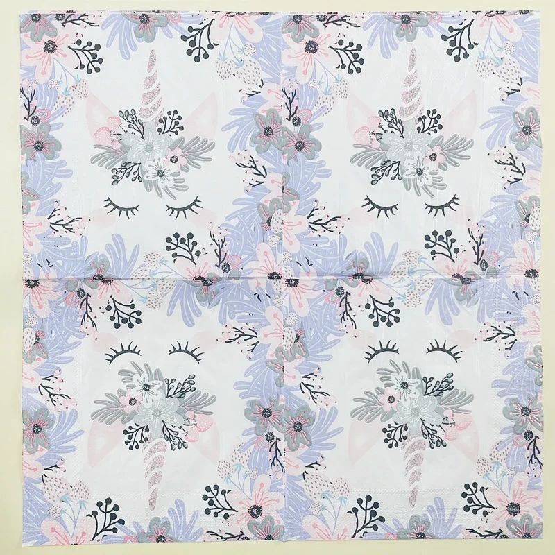 New Printed Paper Napkins Coffee and Dessert Shop Creative Placemats Netflix Unicorn Pattern Coloured Napkins 2Ply Food Grade