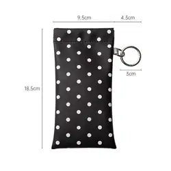 Stylish Polka Dot Auto - Close Glasses Pouch with Keyring for Sunglasses Protection (Black)