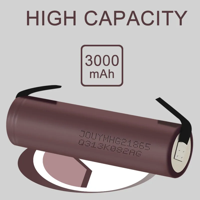 Bateria Recarregável do Poder da Descarga Alta do Lítio Tiras Soldadas do Níquel Hg2 18650 3000mah Hg21865 3.7v 20a - Image 4